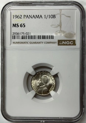1962 Panama 1/10 Balboa NGC MS65 ~ Silver 1/10B 