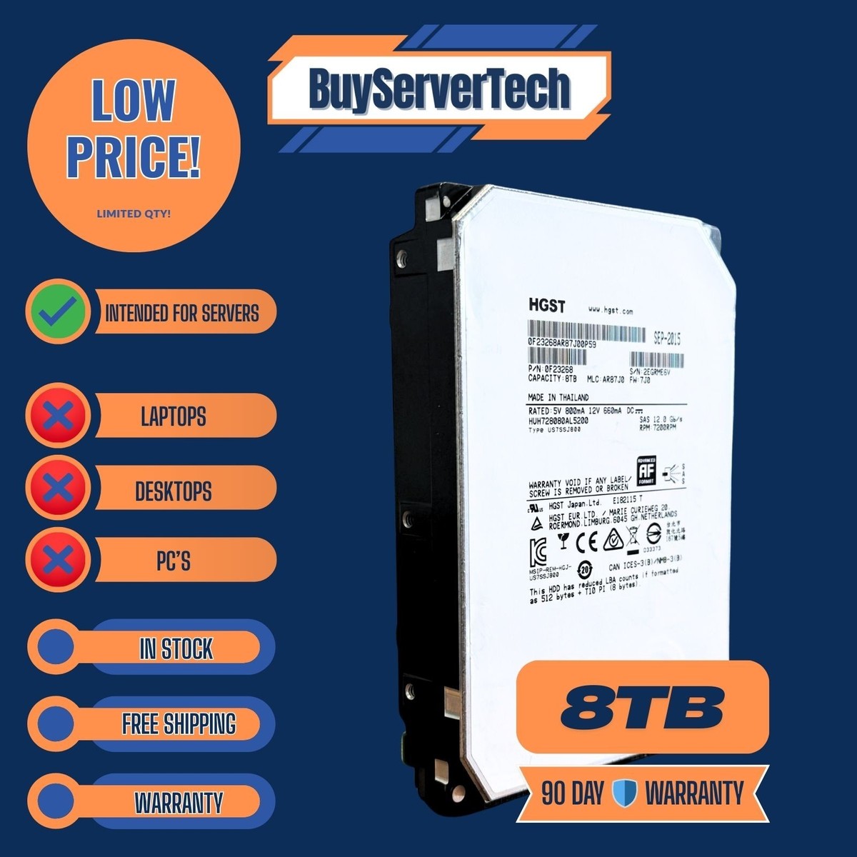 HGST 0F23268 8TB SAS 12Gb/s 3.5