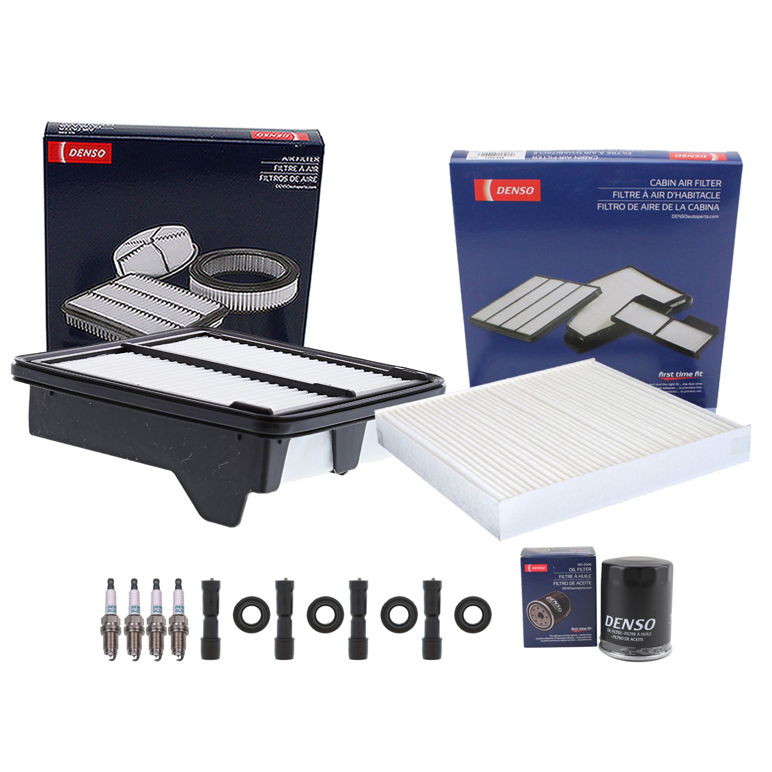 Denso Tune Up Kit 4 Spark Plugs  Boots Kit for Honda Fit 1.5 L4 L15A7 Hatchback