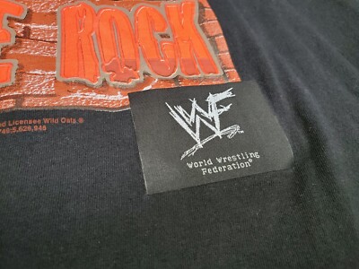 T-shirt Vintage WWF The Rock Années 90 - Taille XL - Occasion Très Bon État
