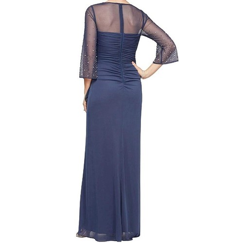 Alex Evenings Womens 10 Wedgewood Blue Illusion Trim Embellished Dress NWT BZ65 - Picture 2 of 7