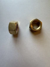 BRASS FINISHED HEX NUTS.  7/8-9 , 2 PCS. NEW 