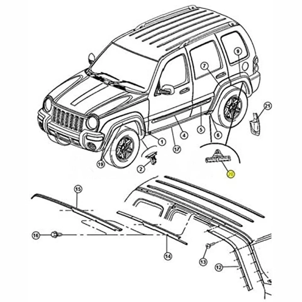 10 clips de retención de molduras basculantes acampanados para guardabarros de auto para Jeep Wrangler Ram Foto 3 de 3