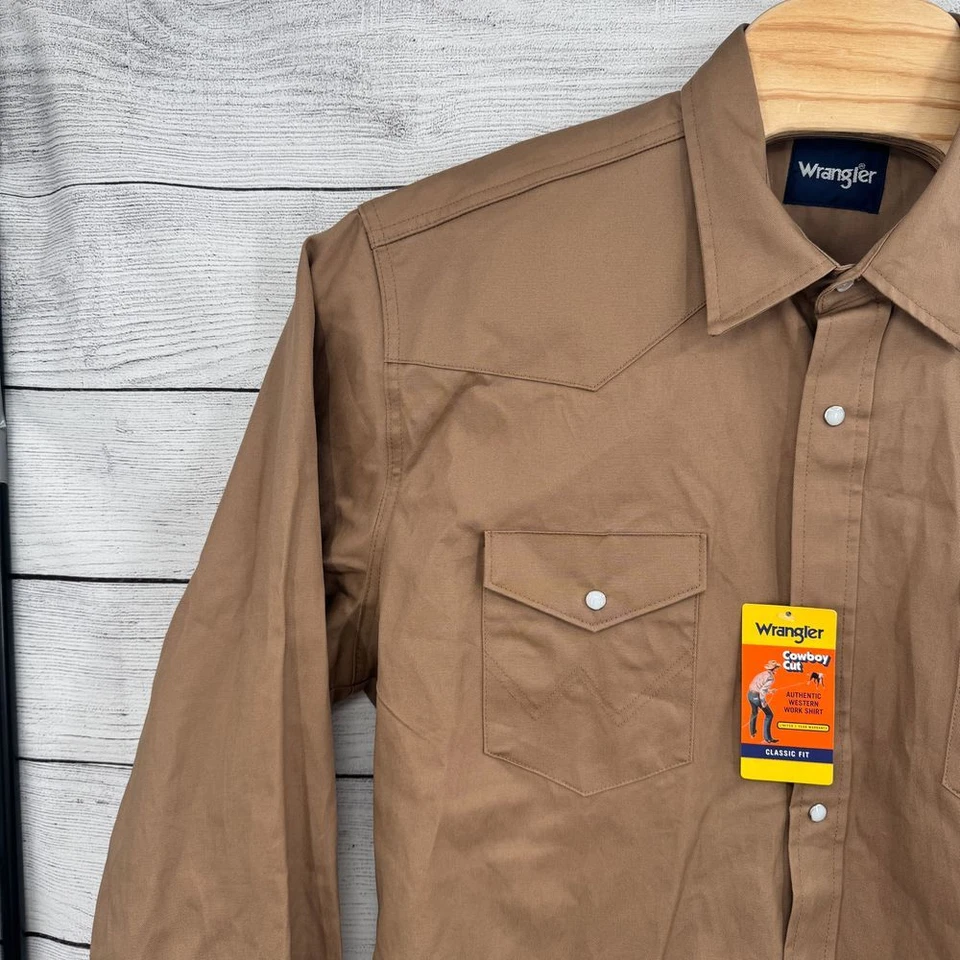 Wrangler Cowboy Cut Authentic Western Work Shirt 2XLT Classic Fit Heavy Duty - Image 4 of 4