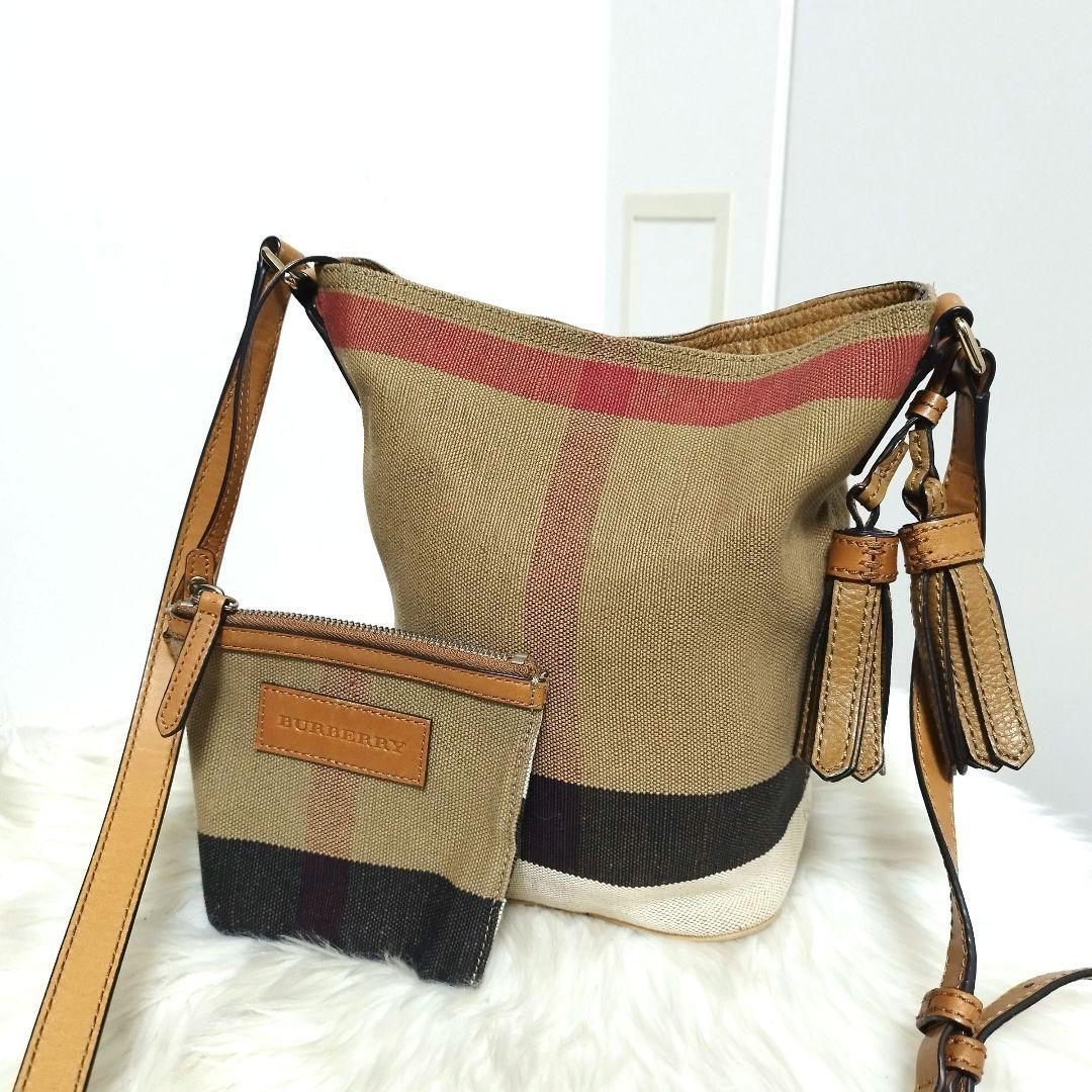 Burberry Shoulder Bag Nova Check Canvas Brown Authentic F1205373