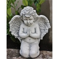 Engel Betend Skulptur Aus Steinguss Steinfigur Frostfest Putte Garten Neu PO-476