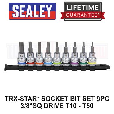 Sealey 9pc 3/8'' SQ Drive TRX-Star* Socket Bit Set T10 - T50 - Torx AK6251