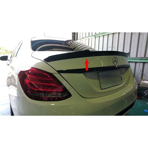 Carbon + RED Fit For MERCEDES BENZ W205 Sedan V Look Trunk Spoiler C63 C250 C300 - Picture 5 of 12