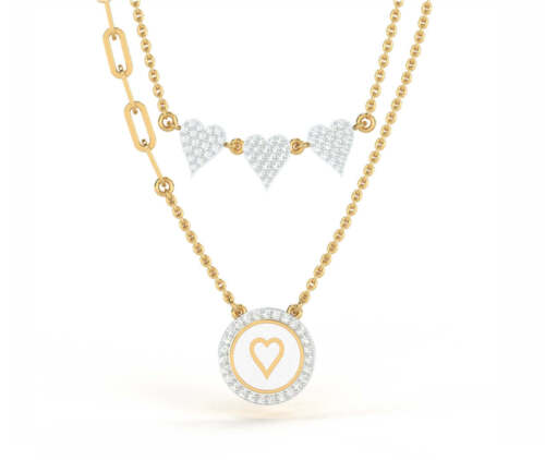 Delicate Joy of My Heart Double Layered Diamond Necklace - Picture 1 of 6