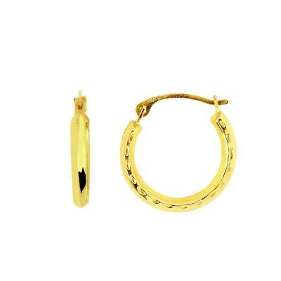 5/8'' Diamantschliff Back to Back Creolen Echt 14K Gelbgold 0,5gr