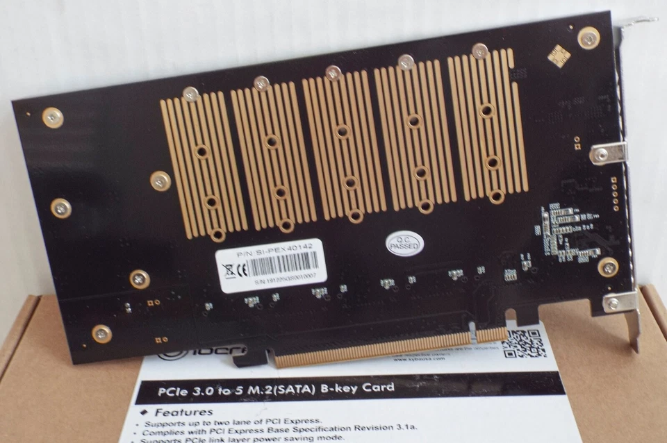 SYBA PCIe SSD Card 5X SLOT M.2 SATA B Key - SSD NAS LINUX GAMING SERVER Foto 4 de 4