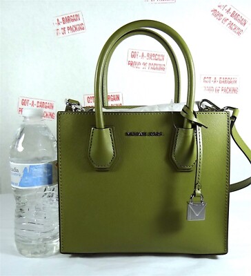 Michael Kors Mercer Medium Green Saffiano Leather Satchel