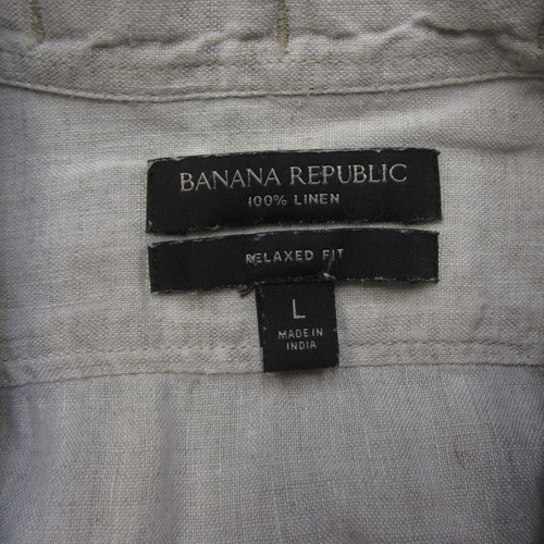 Banana Republic Shirt Mens L Linen White Black Geometric Embroidered Boho Tribal - Picture 5 of 10
