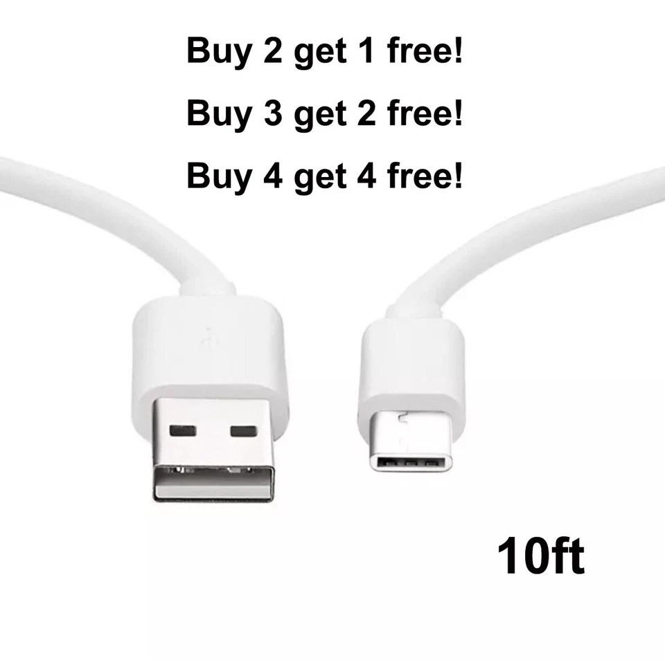 OEM 10ft Type C USB C Cable Fast Charging Quick Charger Cord for Samsung S10 S8 - Image 3 of 4