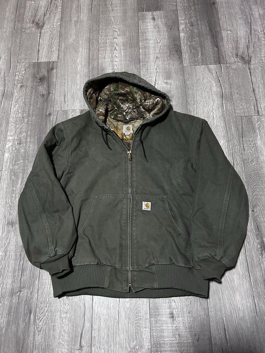 VTG 00s Carhartt Olive Green Realtree Camo Lined Hooded Work VTG 00s Carhartt Olive Green Realtree Camo Lined Hooded Work
