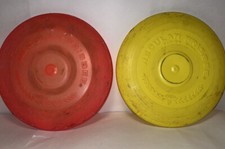 Lot Of 2 Vintage WHAM-O FRISBEE 9" 1966 Regular Frisbees Red  Yellow FUN