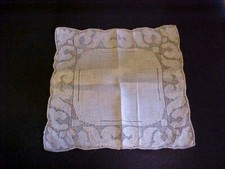 Vintage Madeira Linen Wedding Hanky w/ Tiny Flowers 47314