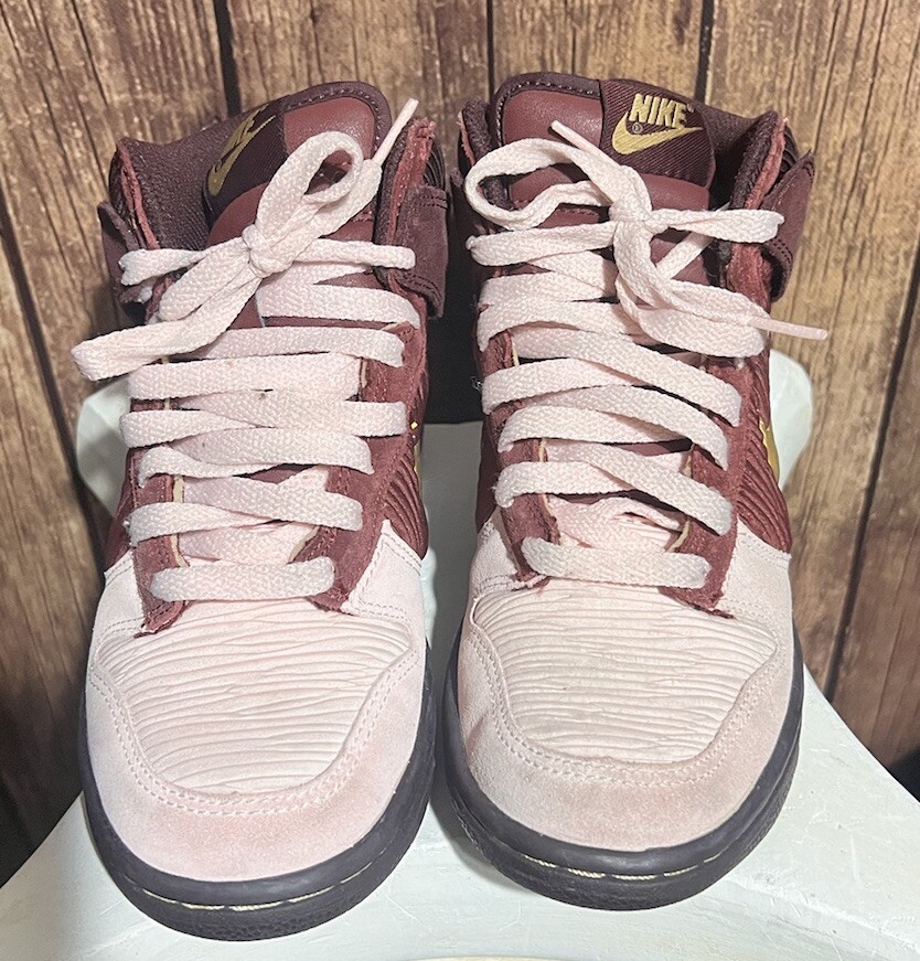 Nike Dunk High GS - Burgundy Gold Pink SB - Kids 4y - 316604