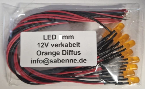 10 Stück LED 5mm 3mm 6-12V fertig Verkabelt Weiß Gelb Orange Rot Blau D4