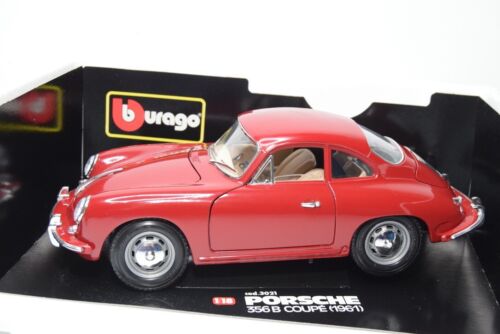 B39 1:18 BBURAGO BURAGO 3021 PORSCHE 356 B CUPÉ 1961 ROJO OSCURO NUEVO EN CAJA - Imagen 3 de 19