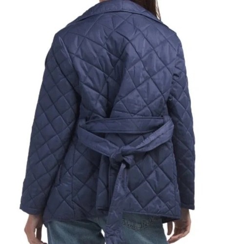 NWT Rebecca Minkoff Diamond Quilted Wrap Belted Jacket Convertible Collar M - Picture 4 of 10