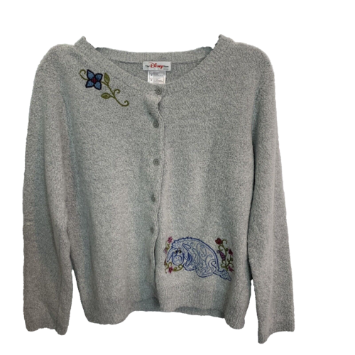 The Disney Store Woman Gray Button Up Embroidered Eeyore Cardigan Sweater MEDIUM - Picture 1 of 11