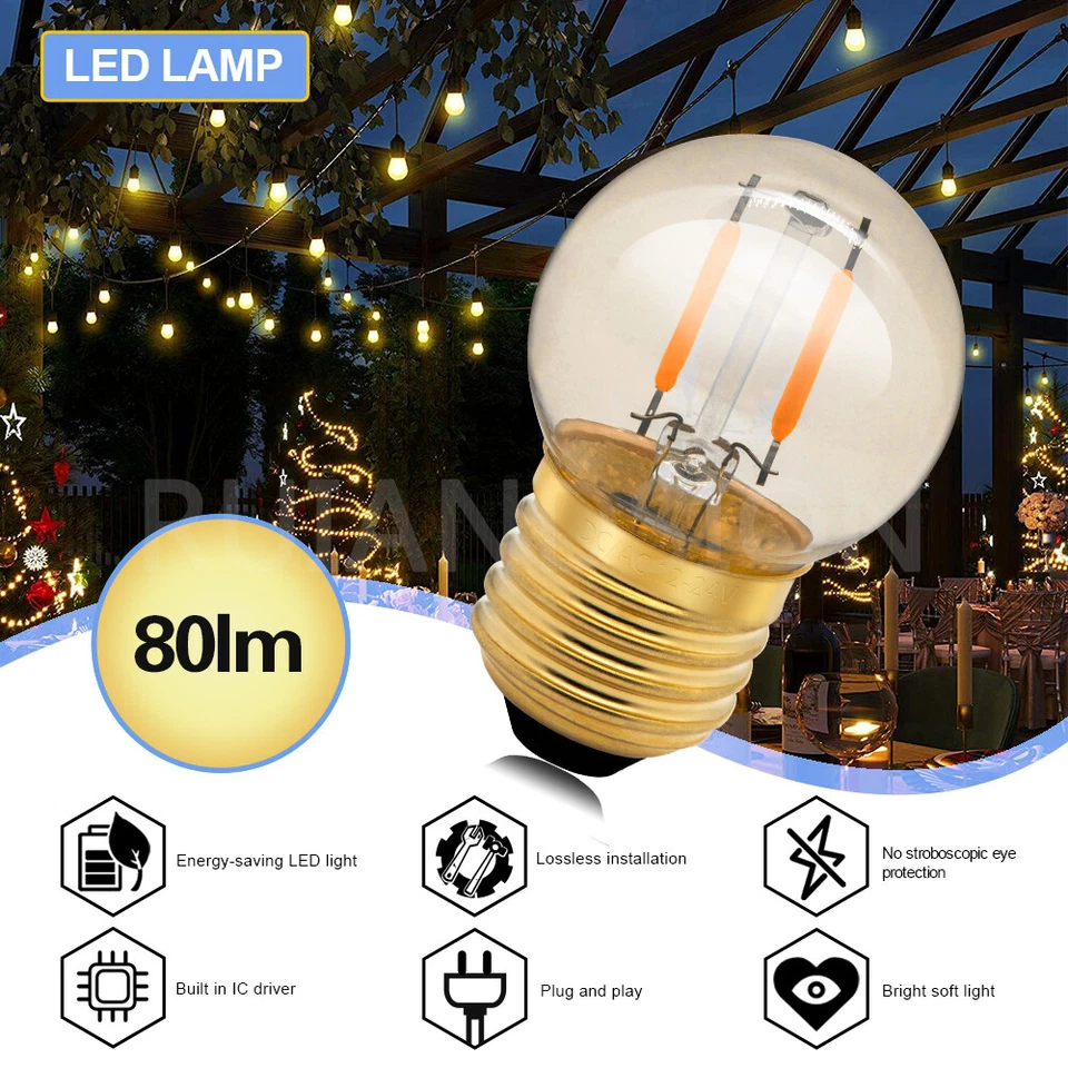 Ruiandsion E27 LED Lampadario Lampadario Luce da Giardino 12V Bianco Caldo 2200K - Imagen 4 de 4