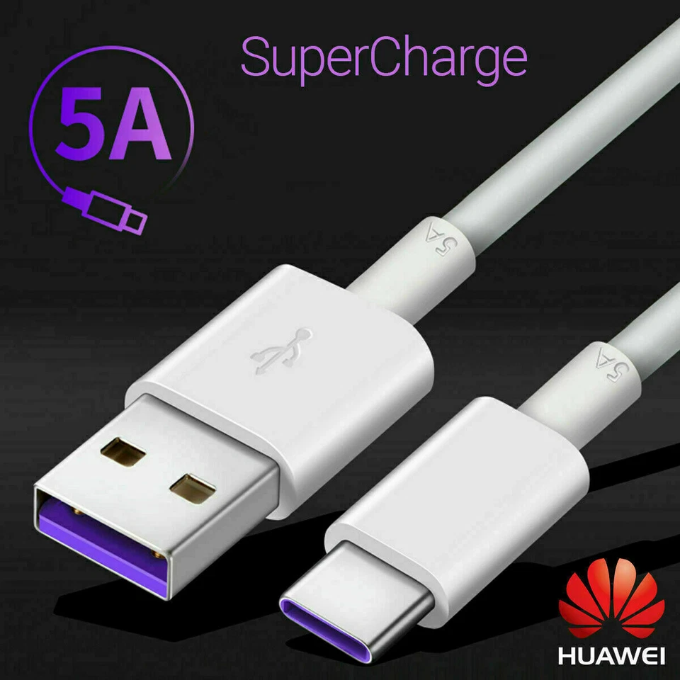 Genuine 5A Type C USB Fast Charging Charger Data Cable Huawei P20 P30 Pro Lite - Image 3 of 4