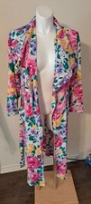 Vintage 1980s Victoria s Secret Floral Full Length Robe Small Gold Label w/Belt