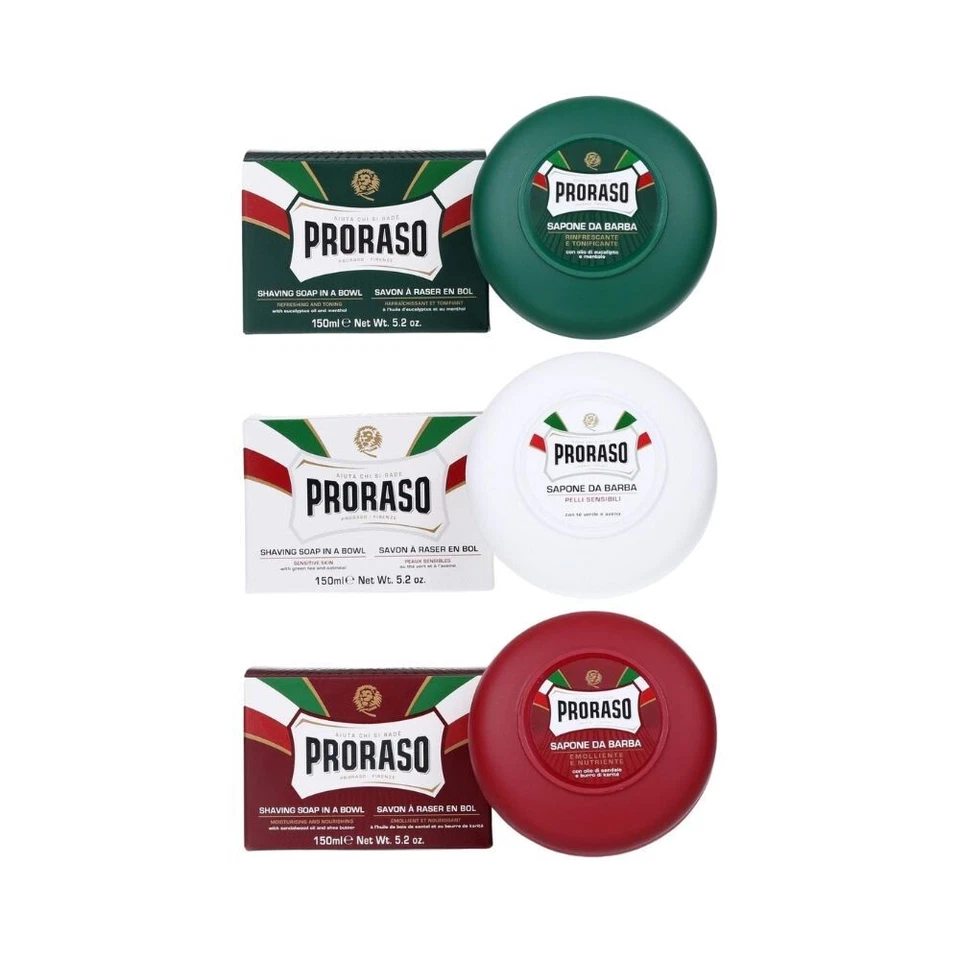 Proraso Rasierseife im Tiegel Set (3 Stk.) | Tricolore grün/weiß/rot