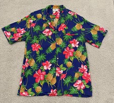 VTG Paradise Bay Mens L Made In Hawaii Rayon Button Up Hawaiian Luau Camp Shirt