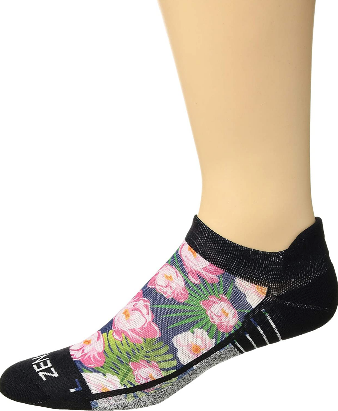 Zensah Multicolor Floral Print No Show Socks Women's Size Medium A4266-image