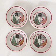 VTG Epoch Twas the Night Before Christmas 6 7/8" Cereal Bowls Korea Set of 4