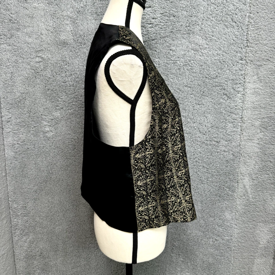 Camisa Chaleco Cricket Lane Mujeres LP Negro Dorado Geo Estampado Audaz Glamour Mafia Esposas Foto 3 de 4