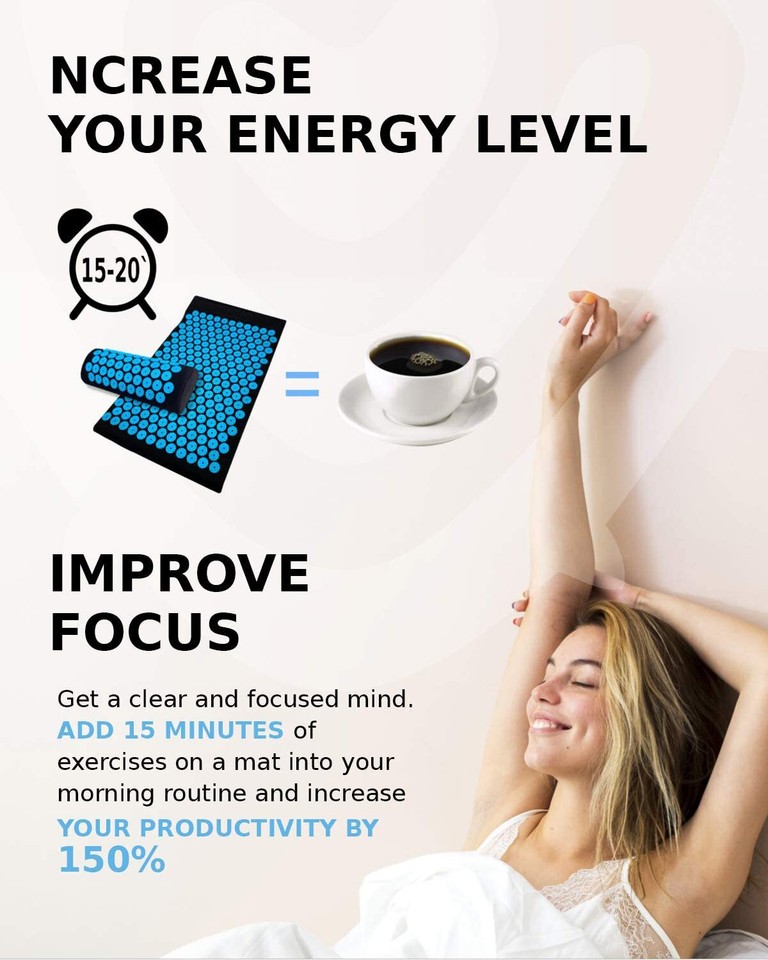 Acupressure Mat and Pillow Set for Lower Back Pain & Muscle Relaxation