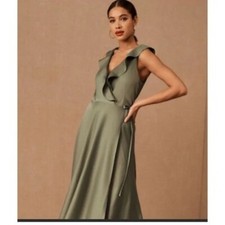 BHLDN Sachin Babi Dress Womens 2 Tansy Charmeuse Maxi Long Sage Wrap