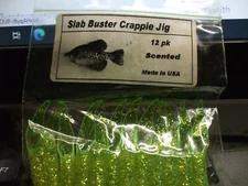 Slab Buster 2 inch Crappie Jig SB33 Chartreuse Silver 12pk