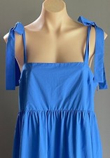 NEW & OTHER STORIES Blue Tiered Maxi Dress with Shoulder Tie AU 14 / EUR 42