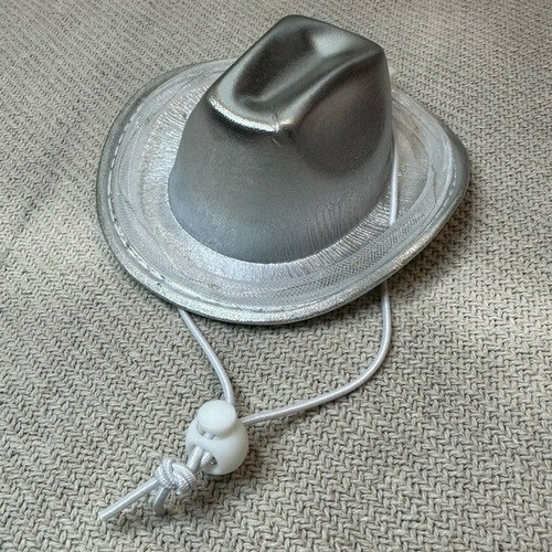 NUOVO Cappello Cane Cowboy Regolabile Argento Illumina Cucciolo Halloween Costume Cowgirl - Foto 6 di 9