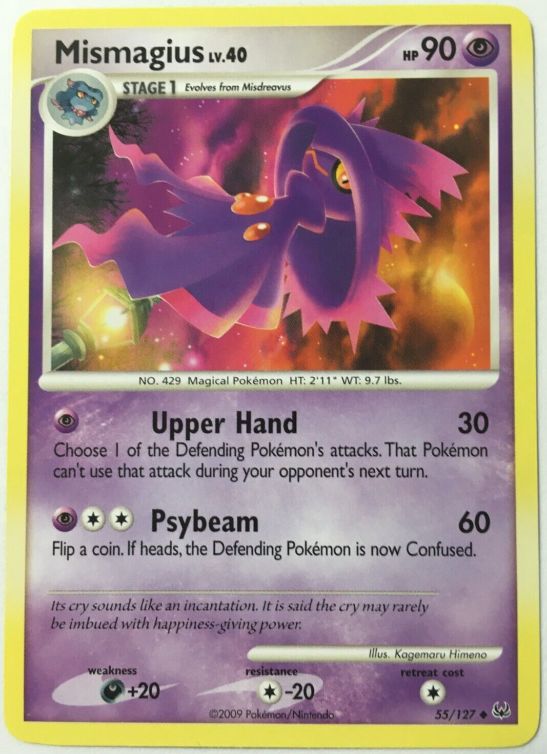 POKEMON MISMAGIUS LV.40 55/127 PLATINUM BASE SET UNCOMMON NEAR MINT