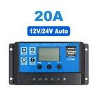 PWM 20A 12/24V Regulator Solar Charge Controller Solar Panel LCD Dual USB