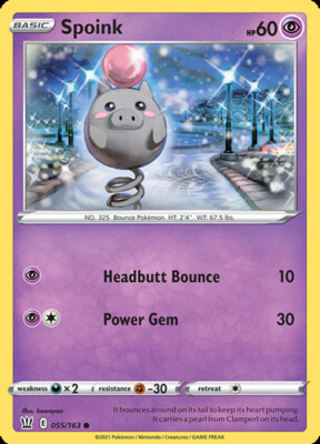 1x Spoink - 055/163 - Common - Battle Styles - Near Mint - Pokemon! | eBay 1x Spoink - 055/163 - Common - Battle Styles - Near Mint - Pokemon! | eBay