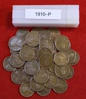 1910-P Lincoln Wheat Cent Penny 50 Coin roll Circulated G-F