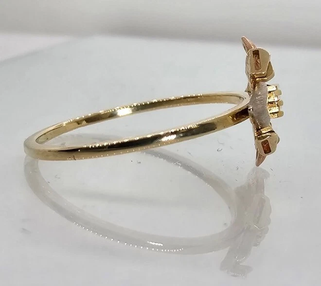 Stackable 14k Three Color Gold Heart Flower Ladies Ring Size 7 - Image 3 of 4