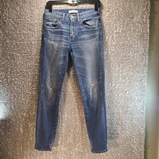 Moussy Vintage Jeans 25 Women Skinny Mid Rise Blue Distressed Stretch Denim