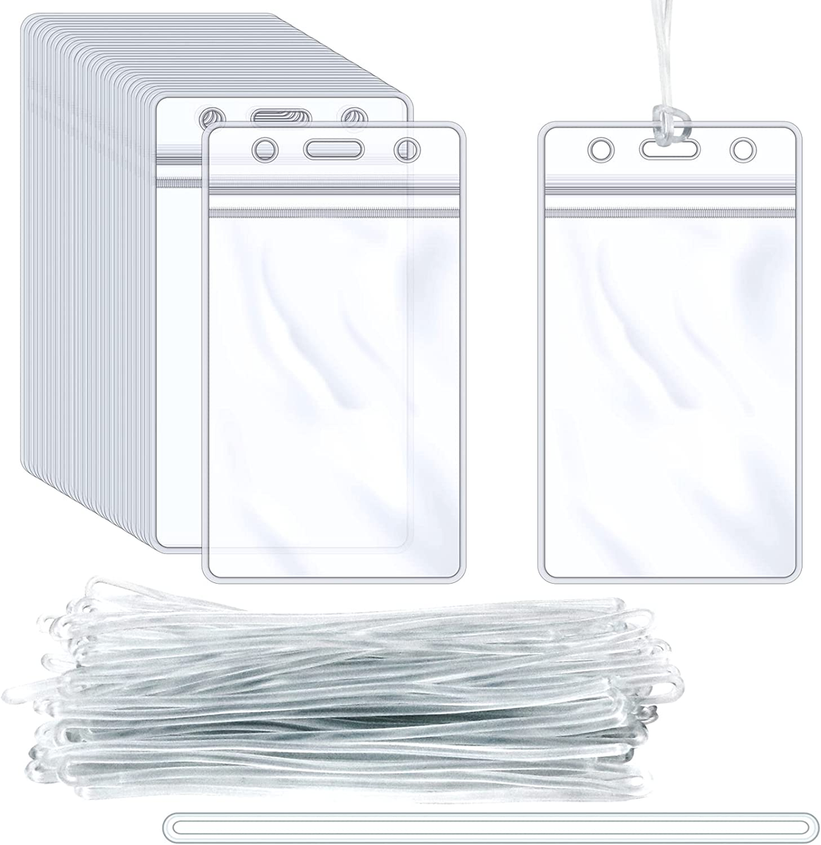 60 PCS Clear Plastic Luggage Bag Tag Holder Identification ID Card