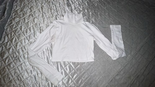 Schwarzes Croptop Rollkragen Langarmshirt XS