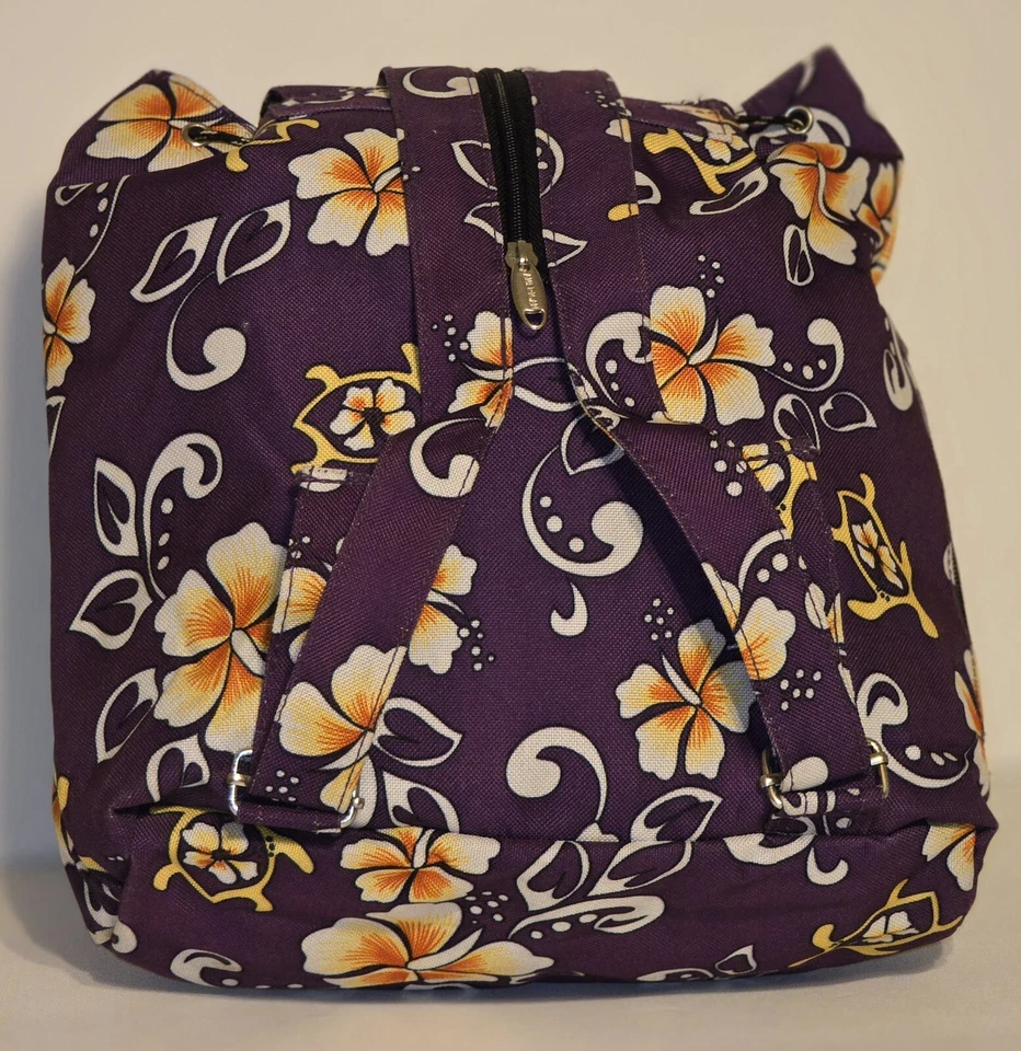 Mochila mediana floral hibisco púrpura hawaiano nueva sin etiquetas viaje actividades informales Foto 4 de 4