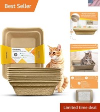 Compostable Cat Litter Boxes - 8 Large, Disposable, Eco-Friendly Convenient