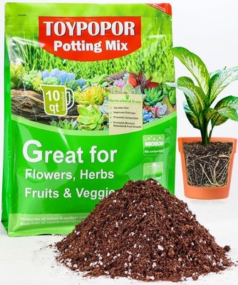 Potting Soil for All Indoor Houseplants, (10qt) Contains Perlite, Peat Moss, ...